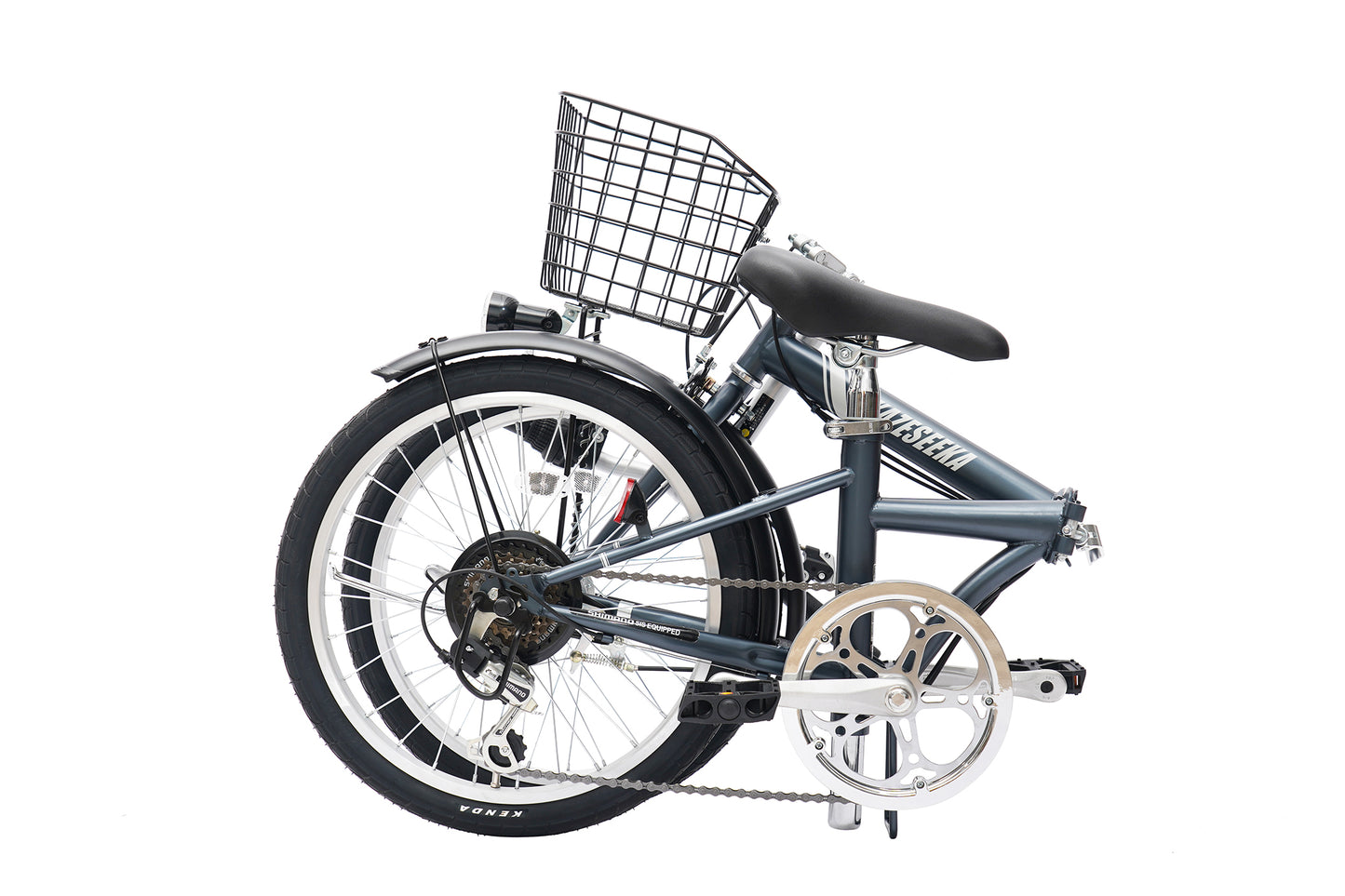 KAZESEEKA折りたたみ自転車 20インチ CityS1 【シマノ6段変速 / LEDライト/カゴ付/前後泥よけ】 小径車 通勤 通学